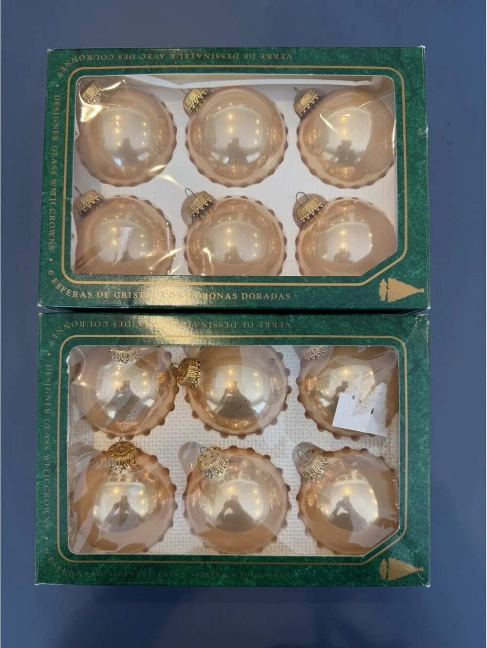 New Christmas By Krebs Designer Glass Ornaments Set Of 2 Boxes Never Used